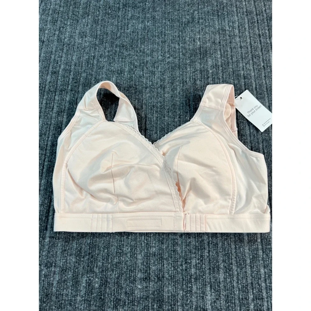 EASEBLOOMING Bralette Bra Women 2XL Pink Lace Trim Cotton‎ Blend New NWT